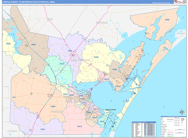 Corpus Christi Metro Area Wall Map